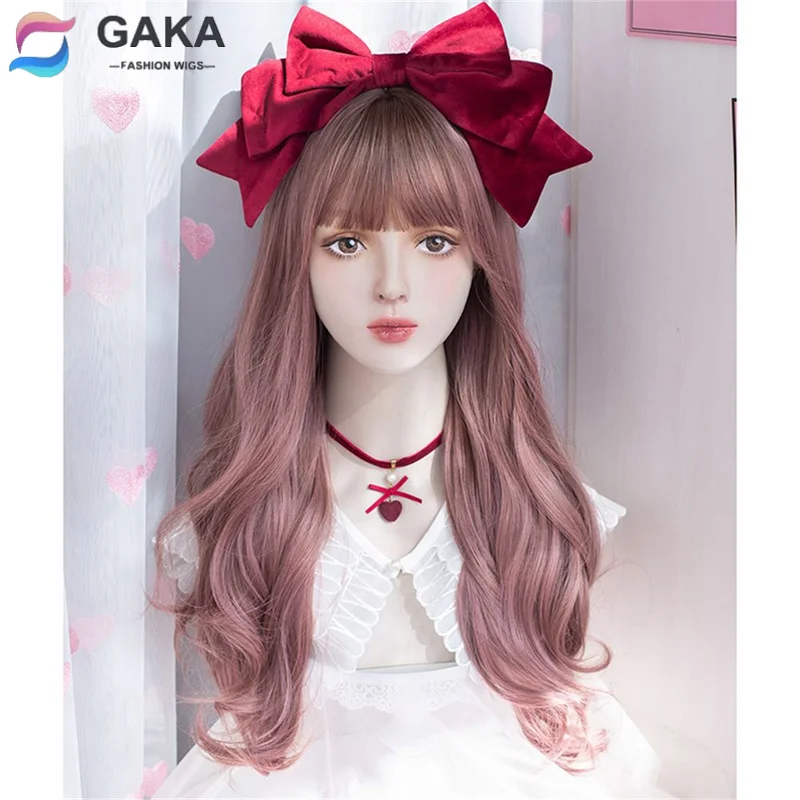 

GAKA Natural Wavy blonde wig with bangs Role Play Party Cute Lolita synthetic wig Ladies Heat Resistant Fiber