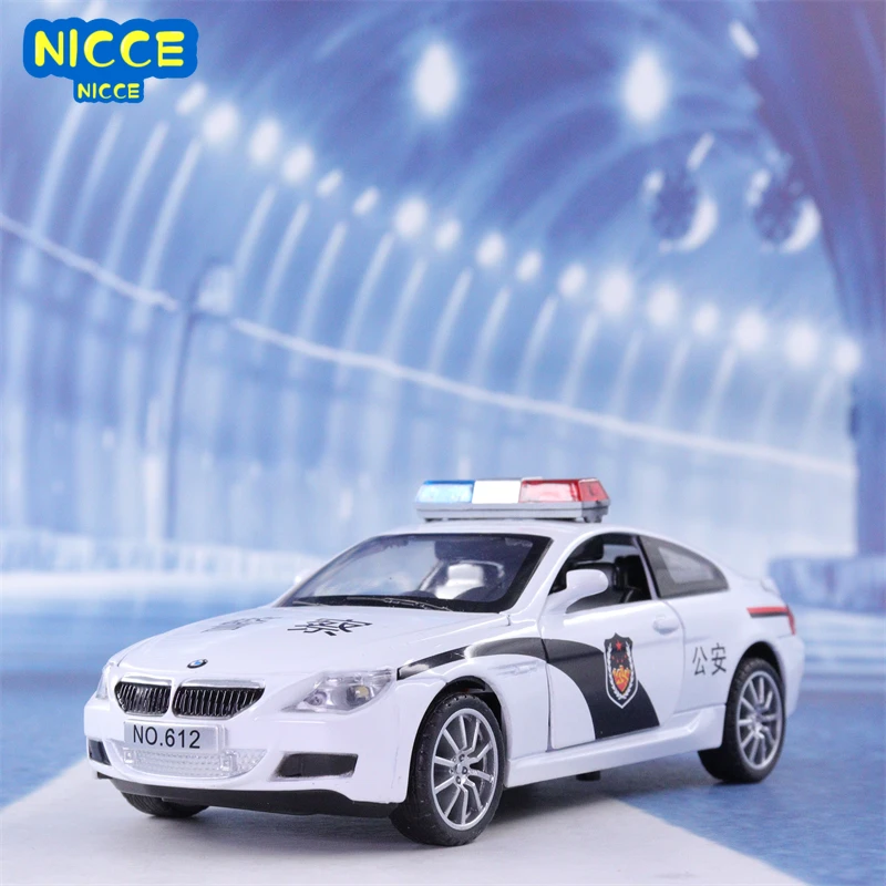 

Nicce 1:32 Bmw M6 Police Car Model Sound and Light Pull Back Alloy Car Toy Warning Police Simulation Car Model Collection E120