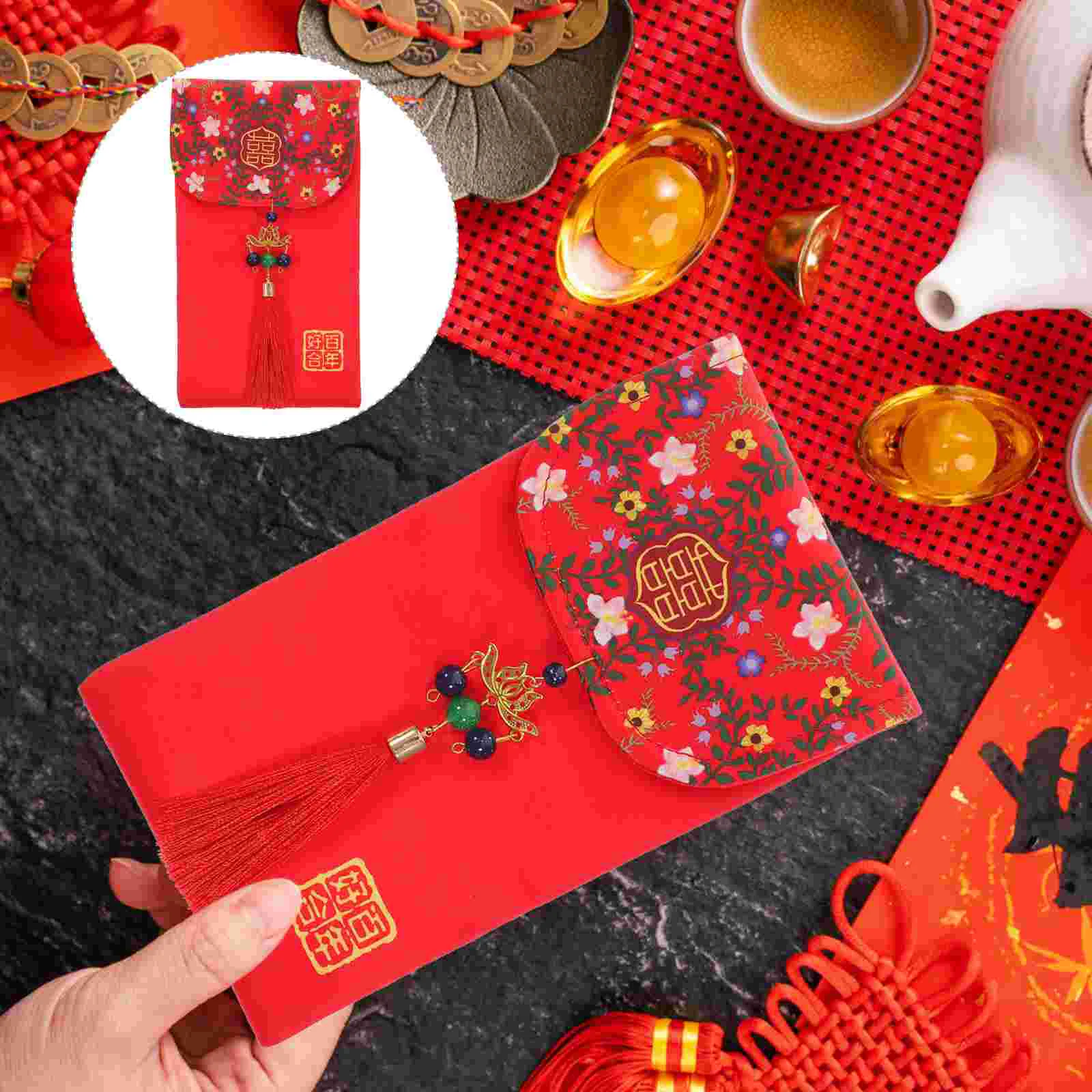 

Envelopes Wedding Money Red Chinese Year New Envelope Pocket Gift Packet Asian Bags Cash Lucky Brithday Double Rabbit Pockets