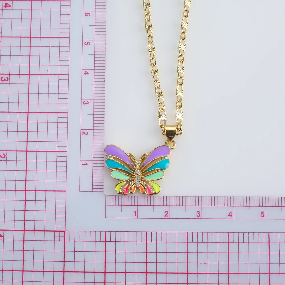 Новинка 2022 красочное улучшенное ожерелье с подвеской-бабочкой в стиле хип-хоп