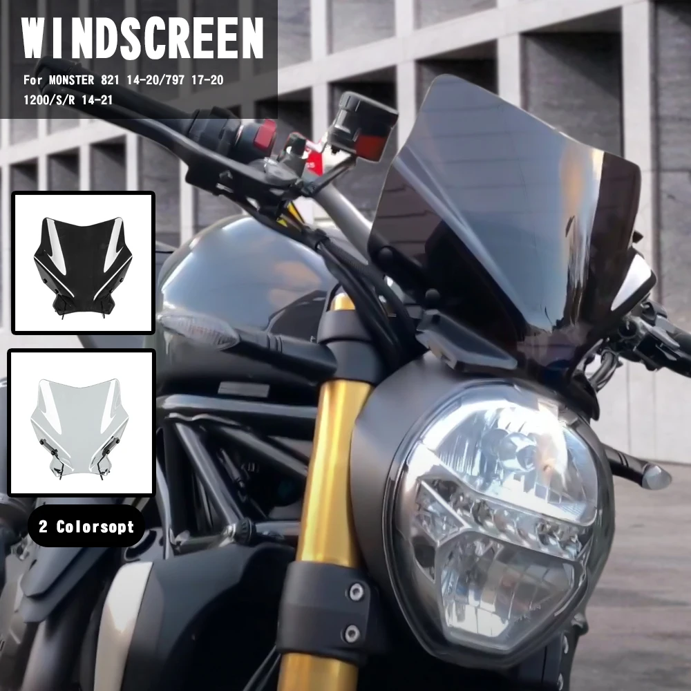 

Motorcycle Cover WindScreen Windshield Deflector For DUCATI Monster 797 M797 MONSTER 821 M821 1200 1200S 1200R 2014-2022