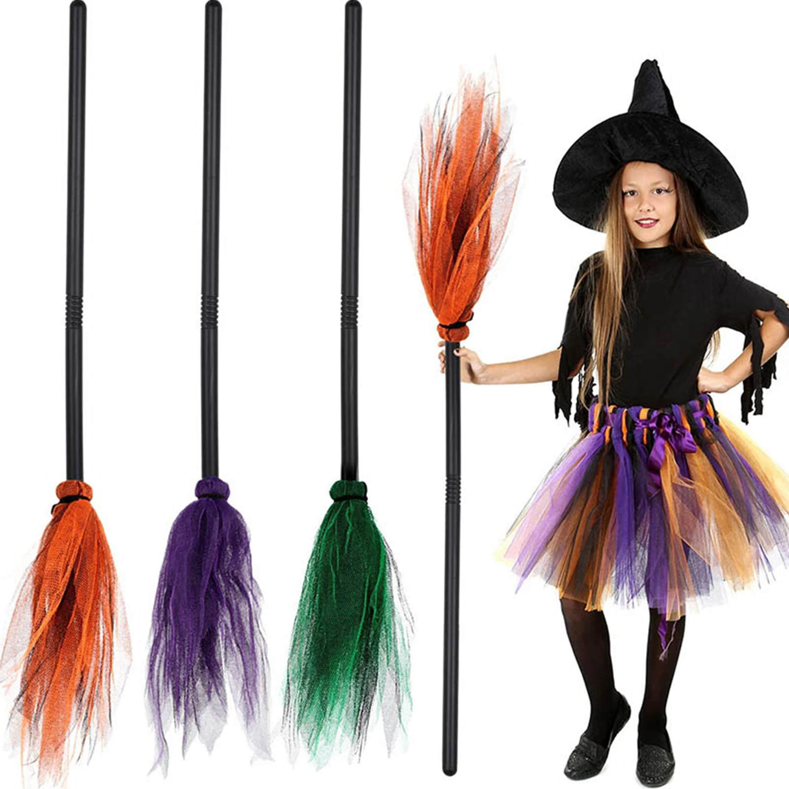 

Halloween Party Witch Broom Kids Plastic Cosplay Flying Broomstick Props For Masquerade Halloween Cosplay Home Decoration