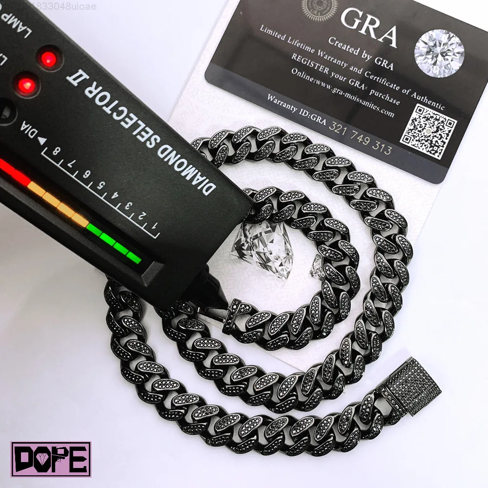 Iced Out 10 мм оптовая продажа кубинская цепочка с муассанитом VVS стерлингового