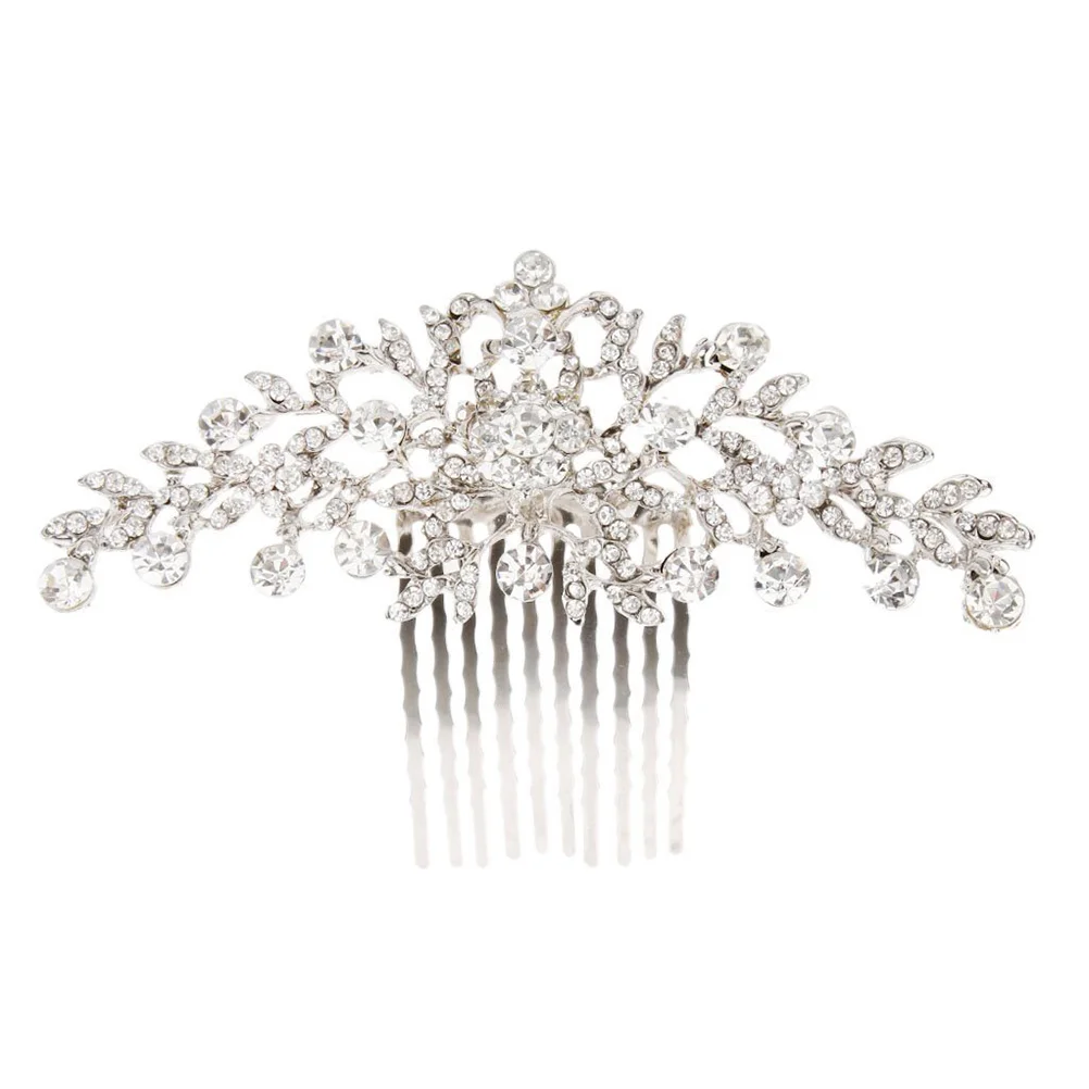 

Bridal Wedding Flower Diamante Crystal Rhinestone Women Hair Comb Headpiece