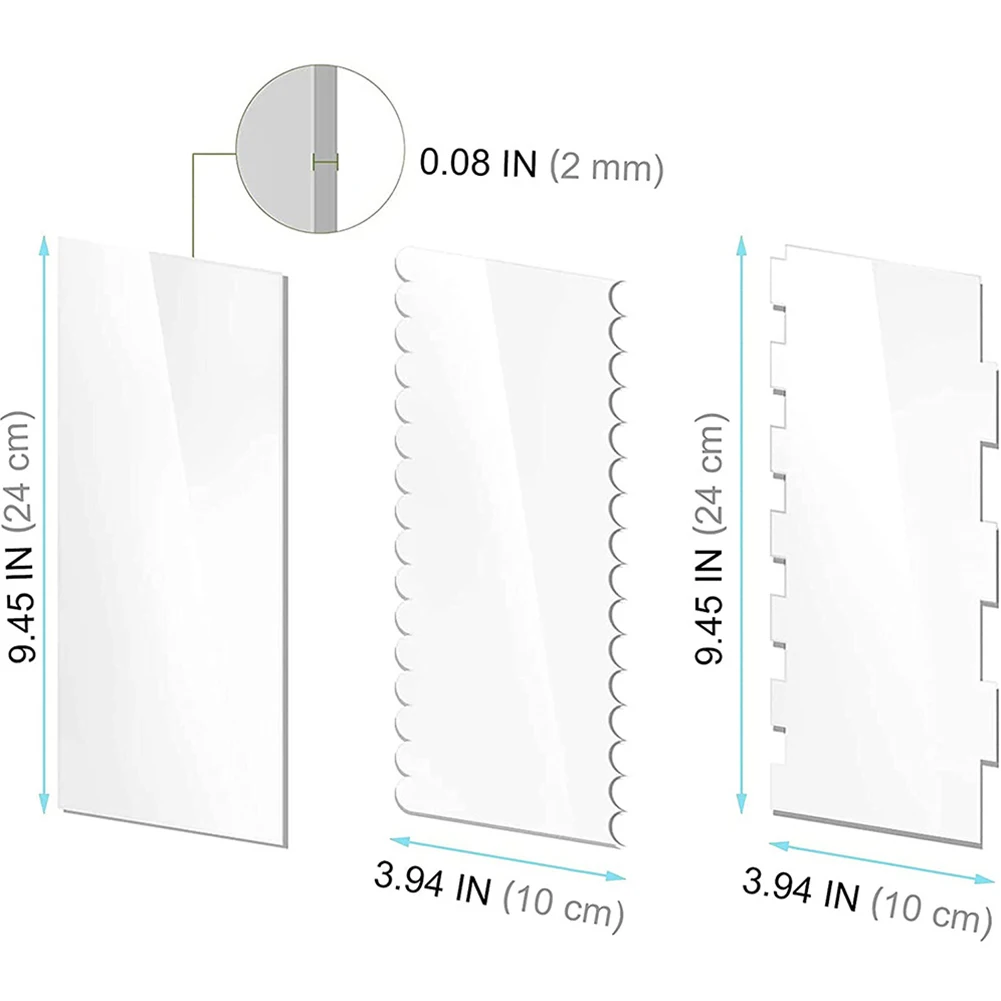 

Cake Comb Cake Scraper 24x10x0.2cm 6 Different Shapes 6pcs/set Acrylic Cake Edge Smoother Non-toxic Transparent