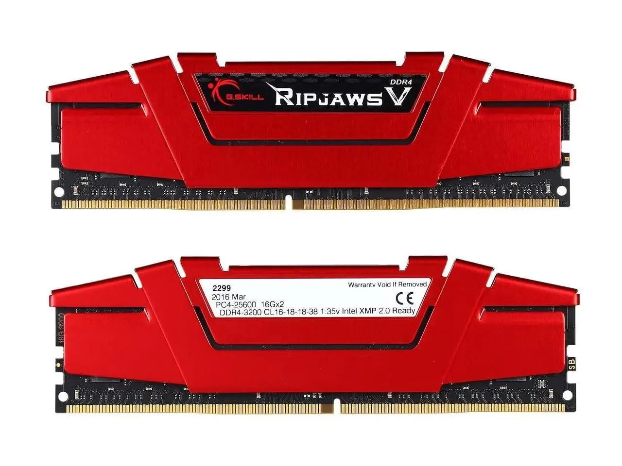 

G.SKILL Ripjaws V Series 16GB (2 x 8GB) 288-Pin PC RAM DDR4 3200 (PC4 25600) Desktop Memory Model 4-3200C16D-32GVK