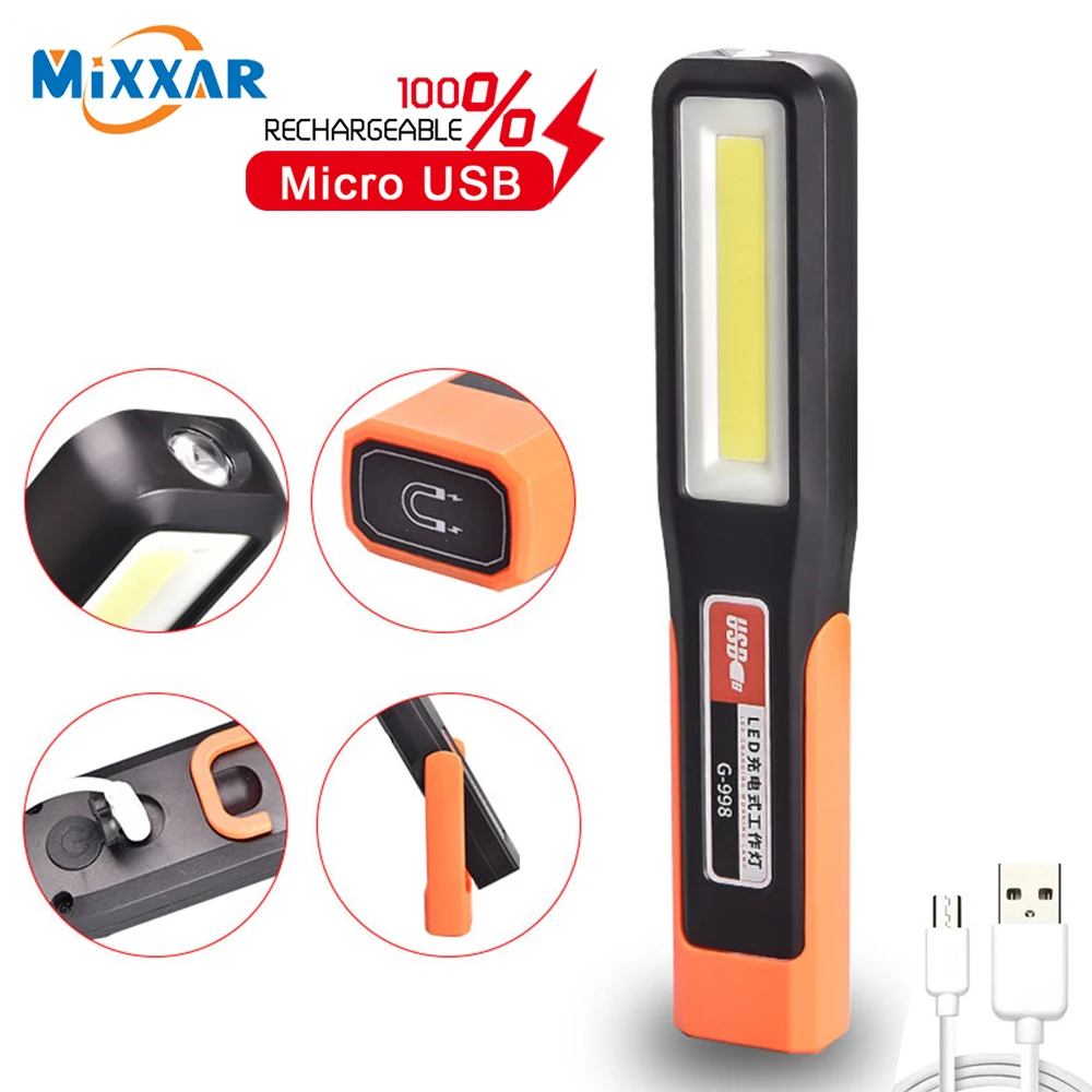 

Z30Powerful COB LED Work Light Car Garage Mechanic Lamp USB Rechargeable Flashlight Magnetic Torch Emergency Light Warning Light