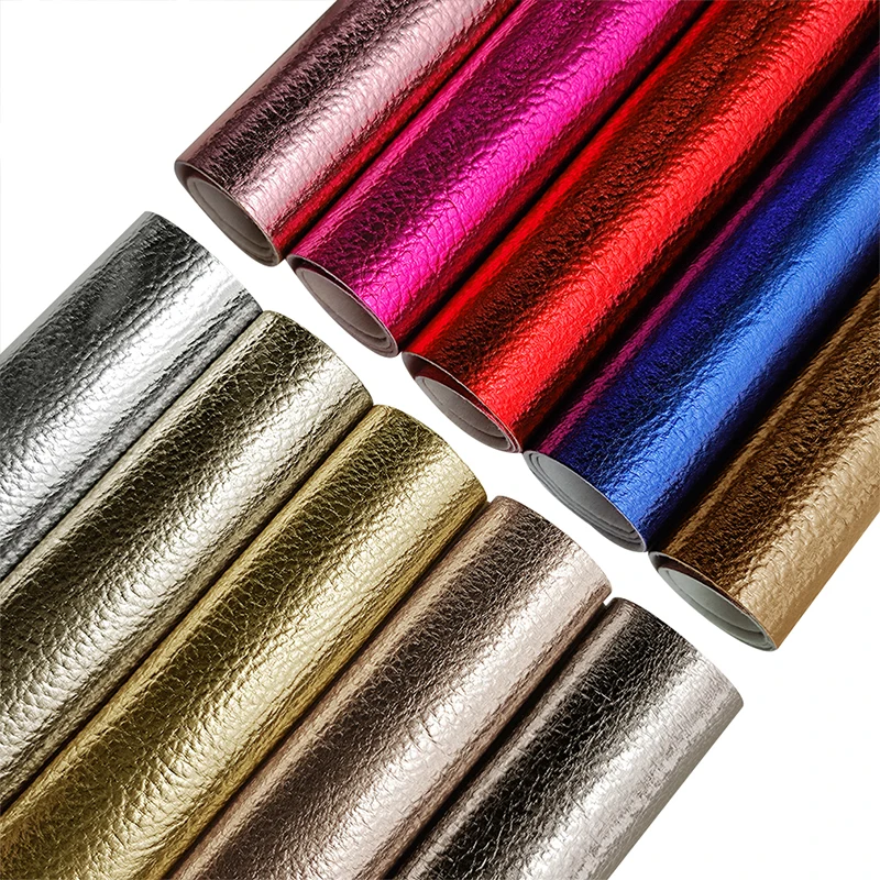 

Metallic Luster Litchi Grain Pattern Faux Leather Fabric Sheet for Making Airpods 3 Leather Case Sewing Bows Bag DIY Material