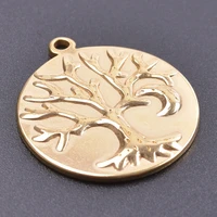 3pcs round tree of life pendant stainless steel charms for jewelry making supplies plant charm bulk diy vintage necklace earring