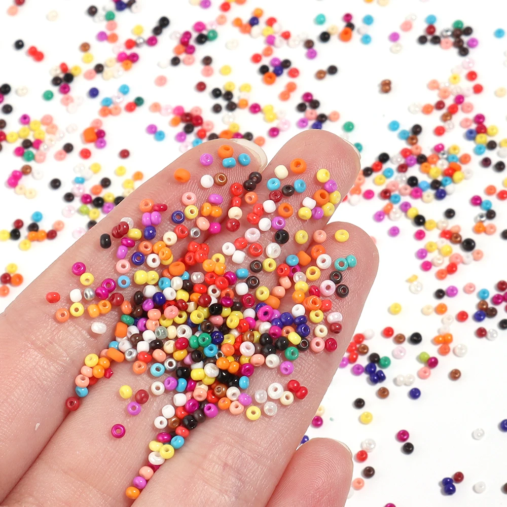 Стеклянные бусины 2 мм однотонного цвета круглые для рукоделия материал