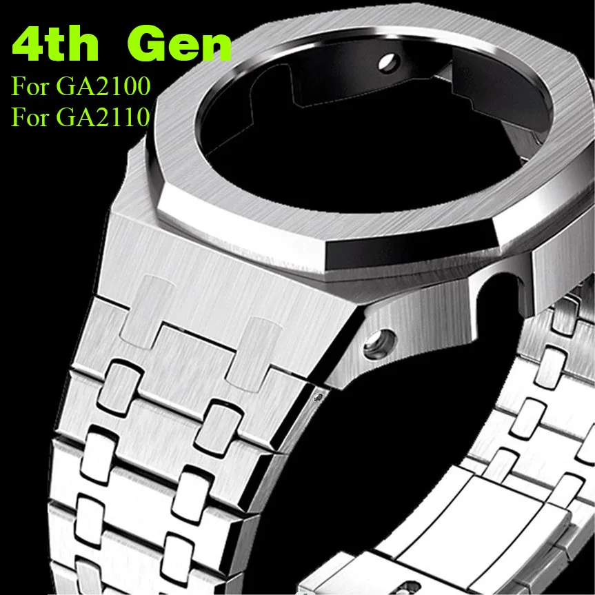 

4th Gen Newest Mod Watch Strap Case for GA2100/2110 Solid Stainless Steel Metal Refit Band Bezel for GA-2100 Bracelet with Tools