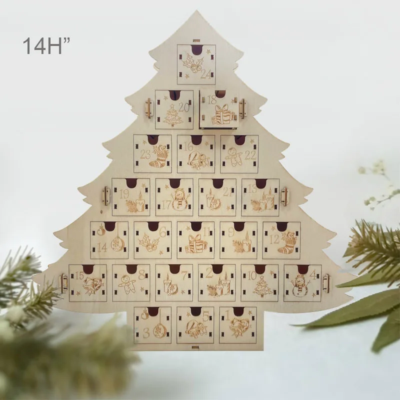 

Christmas Tree Drawer Calendar Cabinet Gift Wooden Calendar Decoration Ornaments Christmas Decorations DIY Wooden Calendar