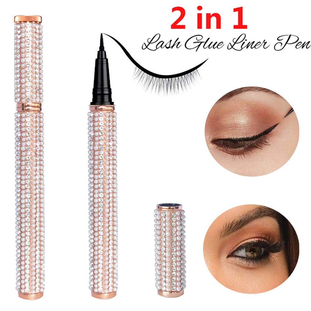 

2 in 1 Magic Self-Adhesive Lash Glue Eyeliner Pen Glue-Free Magnetic-Free Eyeliner Mink Eyelashes Waterproof Eye Liner Pencil