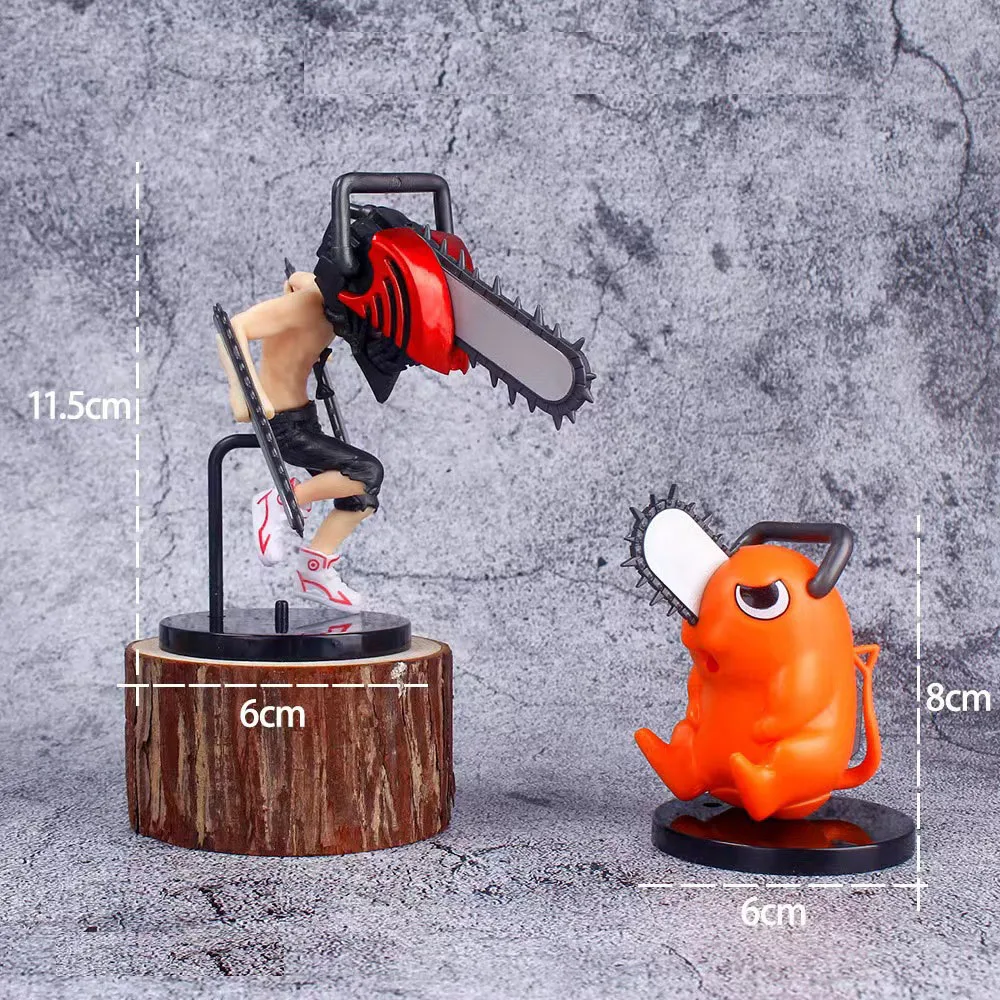 

2pcs Chainsaw Man Anime Figure Denji Pochita Power Makima Action Figure Q Verision Standing Figurines Collection Model Doll Toys