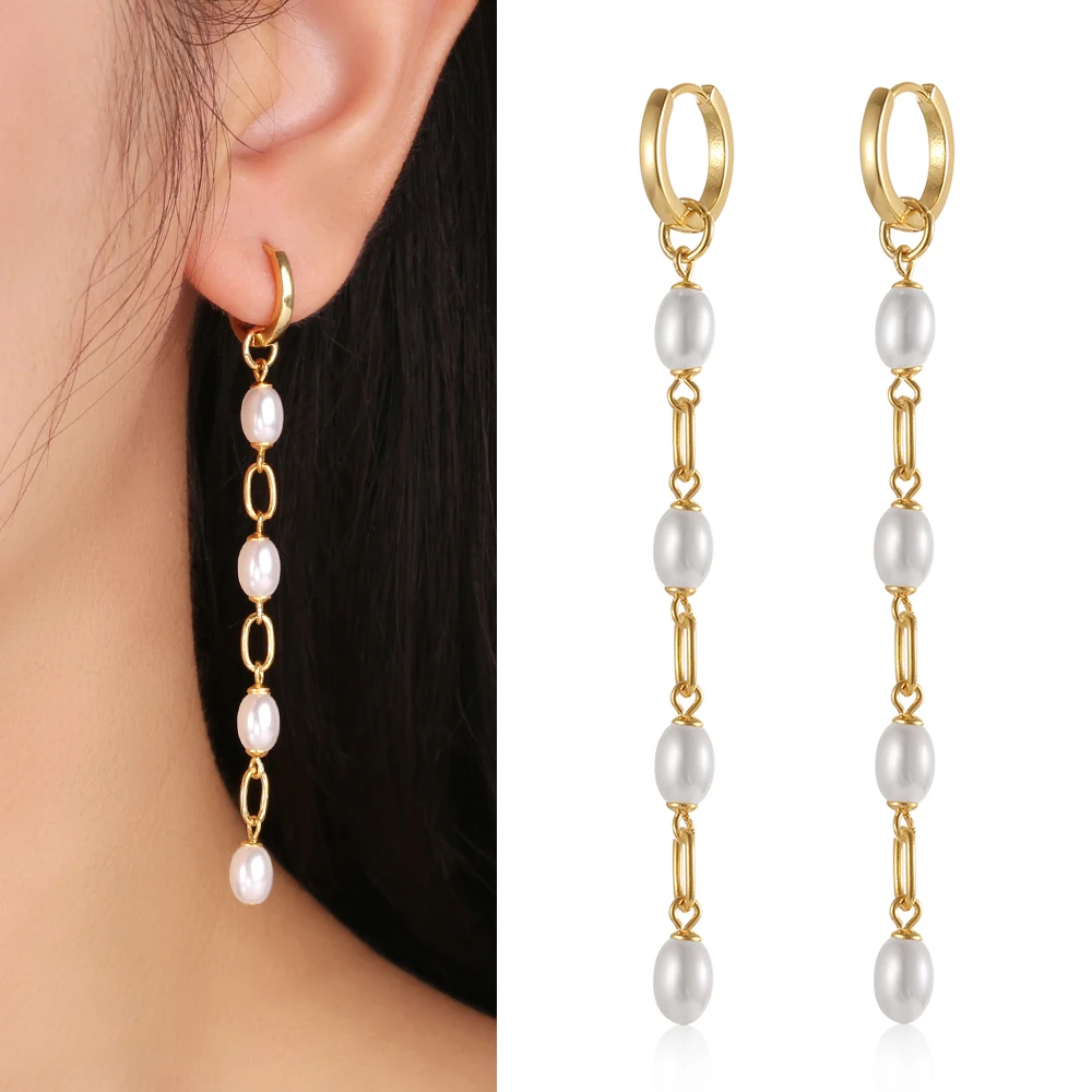 

Dowi Silver 925 Long Chain Hoop Earrings Fine Jewelry for Women Wedding Fine Jewelry Piercing Bohemia Pendientes Plata Earings