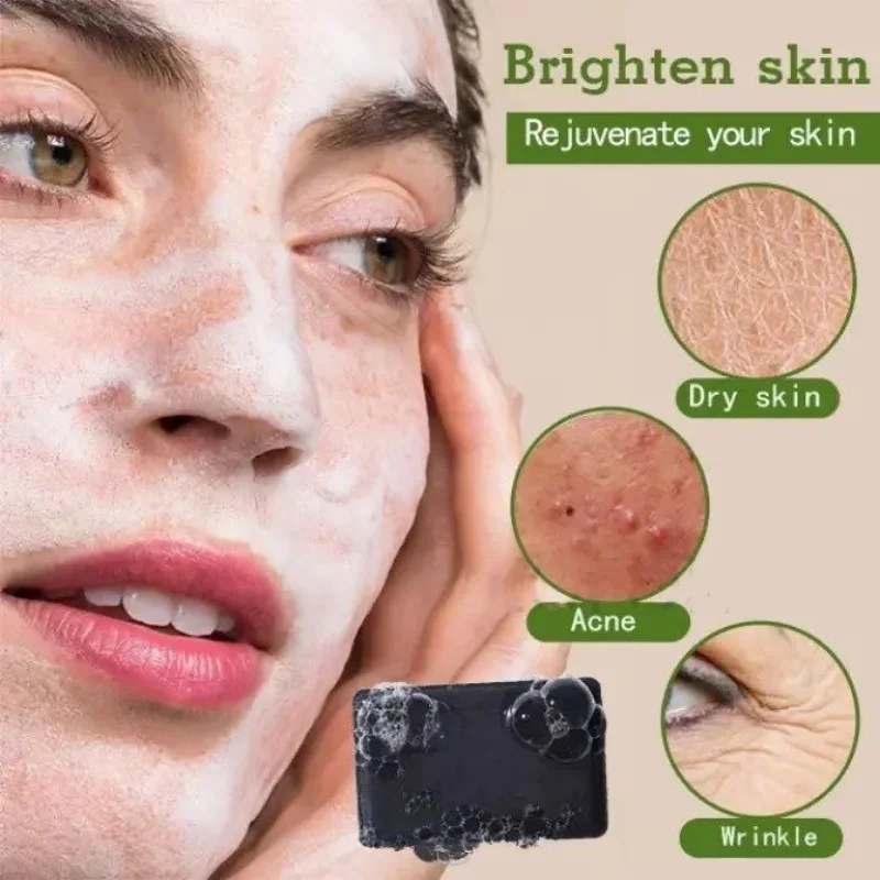 

Shea Butter Argan Oil African Black Soap for Acne Removal Pore Cleansing Handmade Soap for Facial Body