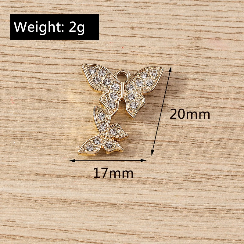 10 шт. 17x20 мм милые Подвески с двойной бабочкой из кристаллов для изготовления
