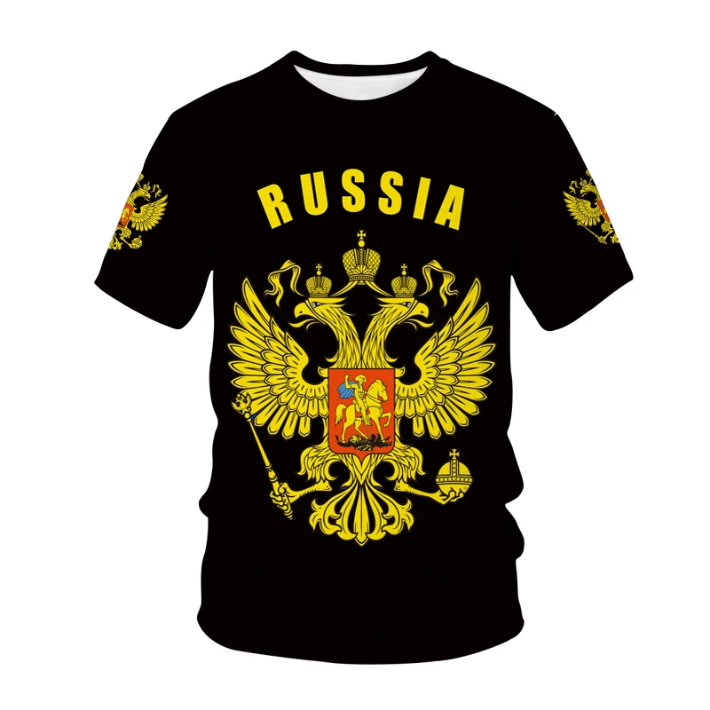 

New Style men's T-shirt 3D Russia Hot Print T-shirt summer casual tops fashion round neck shirt children Adult size