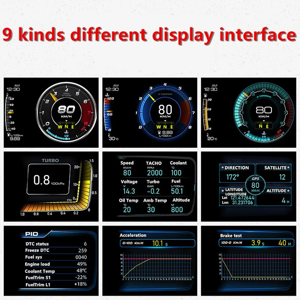 AP-7 HUD Дисплей для головы OBDGPS двойная система вождения компьютера
