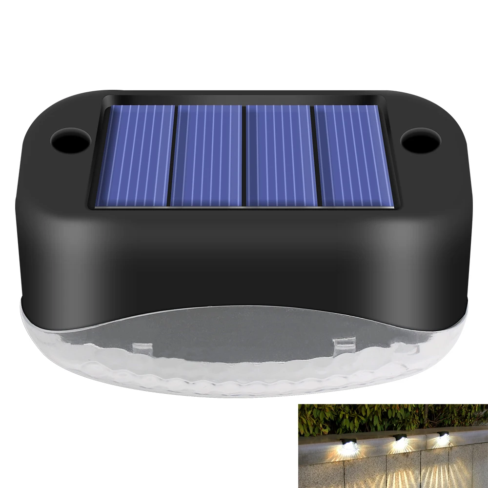 

BORUiT 4*Solar LED Ladder Light Waterproof Step Path Deck Lights Outdoor Garden Terrace Stair Fence Decorative Corner Lighting