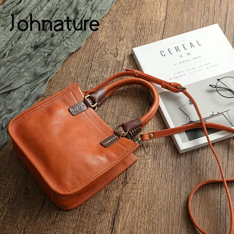 

Женская винтажная сумка из натуральной воловьей кожи Johnature, маленькая сумка на плечо ручной работы, осень 2022