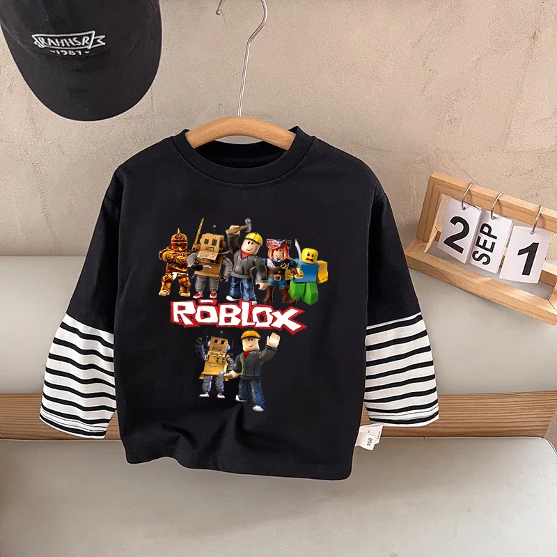 Roblox детский повседневный свитшот с длинными рукавами хлопковые футболки детским