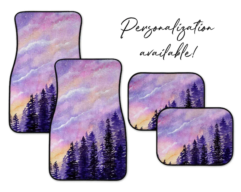 

Purple Mountain Car Mats, Personalization Available