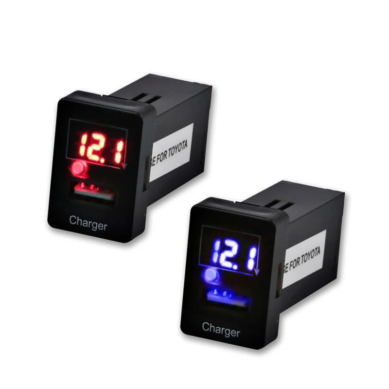 

5V 2.1A For Toyota Dual USB Car Charger Power Adapter Socket LED Display Voltmeter Mobile Phone Fast Charger For Toyota