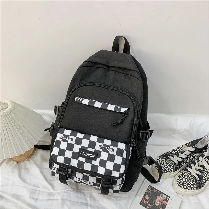 Школьные сумки для девочек-подростков, студенческий школьный рюкзак для женщин, модная клетчатая повседневная школьная сумка
