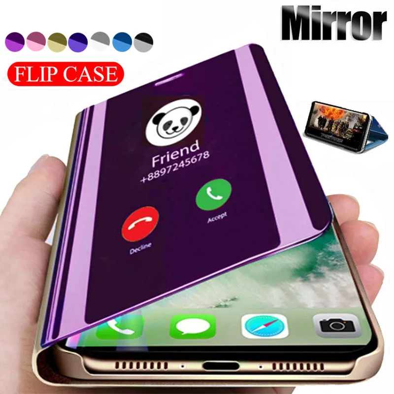 

smart mirror leather flip phone covers case for vivoy53s vivo y53s 2021 y 53s 53 s 4g v2111a 6.58" magnetic book stand