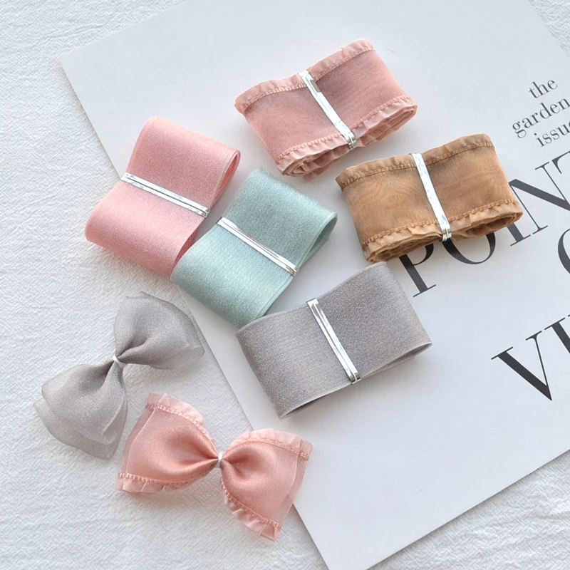 

Solid Color Bright Silk Chiffon Lace Skirt Yarn Tape Tulle DIY Couture Materiel Bow Tie Costura Tailoring Accessoires Decor 38MM
