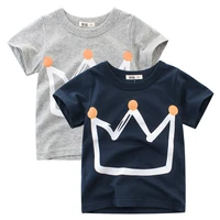 2022 summer clothes crown t shirt boys girls print childrens clothing unisex kids short sleeves o neck cotton tops tees