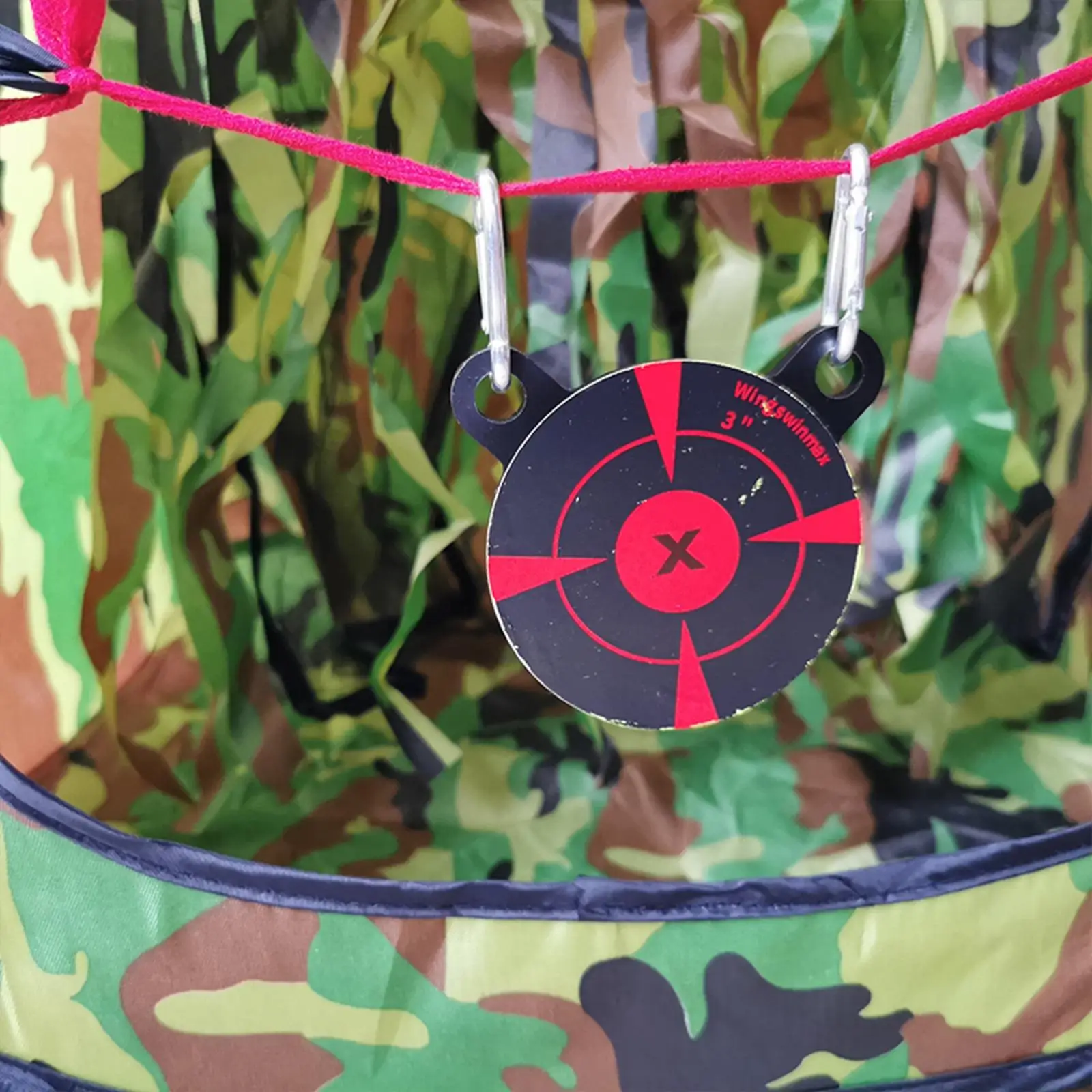 

Metal Shooting Target with Sticker Alloy Portable Double Hole Slingshot Practice Target for Amateurs Hunting Training Practice