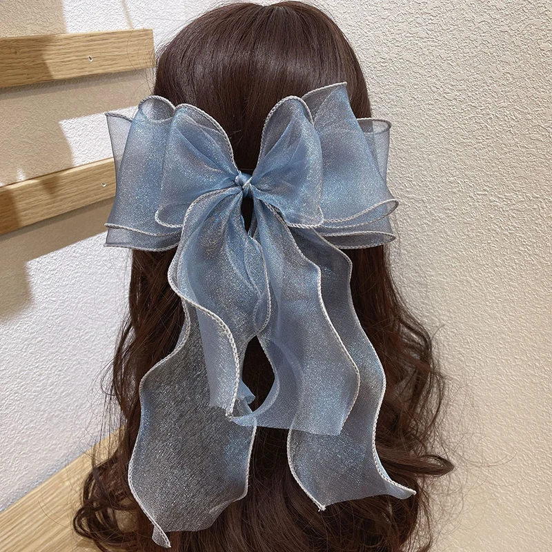 

Multi-layer Ribbon Bow Hairpins Three-layers Oversized Organza Top Clip Princess Style Headwear Large Bow-knot Streamer Barrette