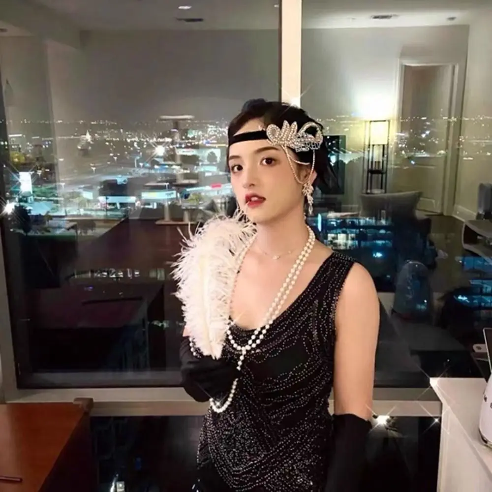 Платье для косплея Гэтсби головные уборы аксессуары маскарада с перьями повязка