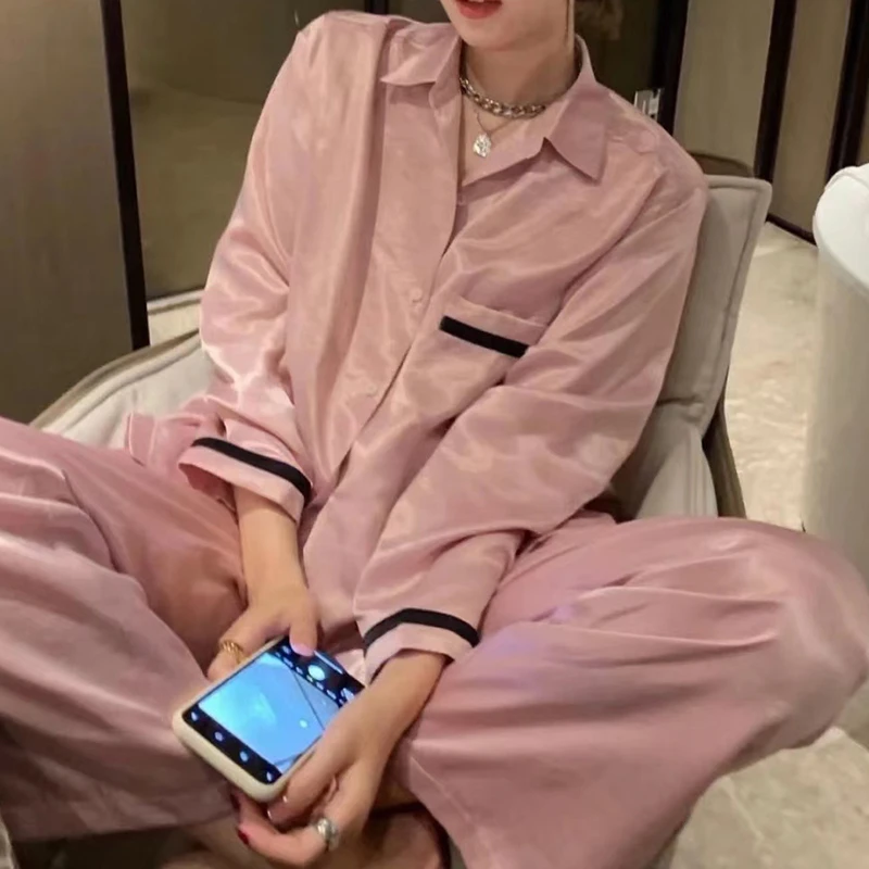 CAIYIER 2022 Winter Women's Pajamas Set Luxury Oil Paint Sleepwear Silky Touch Homewear Long Sleeve Nightwear Sexy Pyjamas Mujer