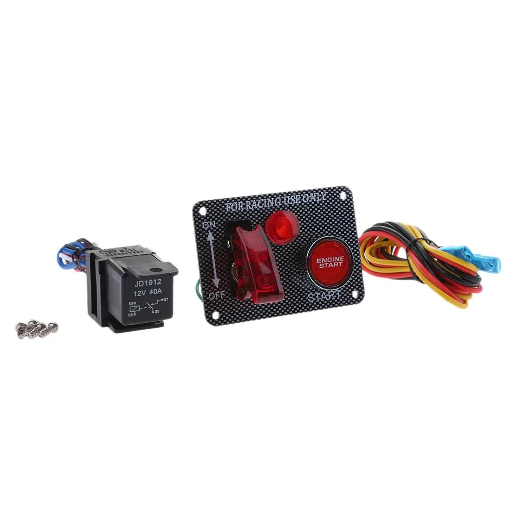 

12V Ignition Switch Panel Engine Start Push Button with Indicator Light DIY