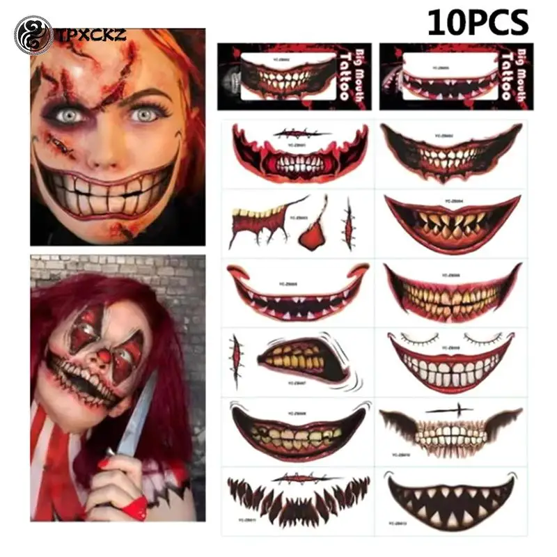 

Тату-наклейки на рот на Хэллоуин, Новые Вечерние ничные ужасы, ужасы, губы, украшение «сделай сам», большой рот, украшения на Хэллоуин, домашн...