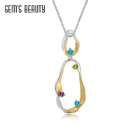 gems beauty natural design original 925 sterling silver necklace for women with 45cm chain milticolor accessories dropshipping