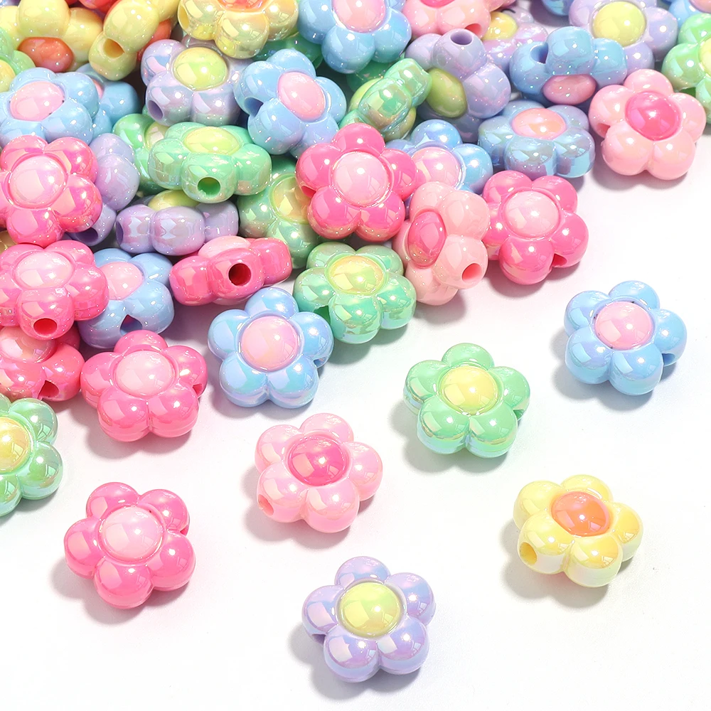 

10pcs/Lot 16mm UV Double Color Flower Beads Acrylic Beads DIY Bracelet Necklace Loose Spacer Beads for Jewelry Making Wholesale