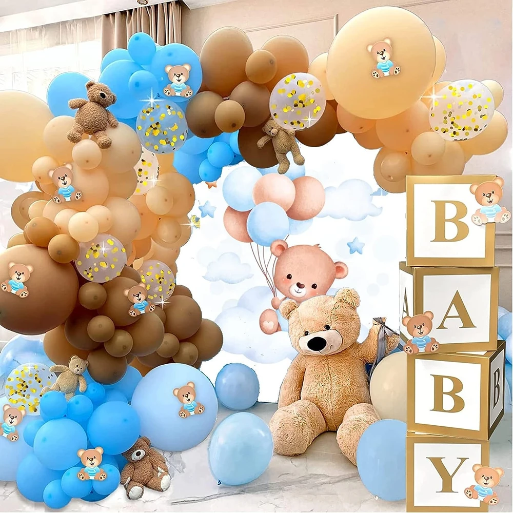 Фон для фотосъемки новорожденных с изображением медведя круглой вечеринки в