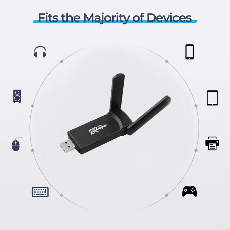 Фото N84B AC1300 USB2.0 Adapter Adapter USB -сетевой адаптер быстрое 1300 Мбит/с 2,4/5,8 ГГц доступ к компьютерам для компьютеров №1