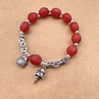 original 925 sterling silver lucky cat red agate bracelet female retro ethnic bead coin charm bracelets jewelry for women sl016