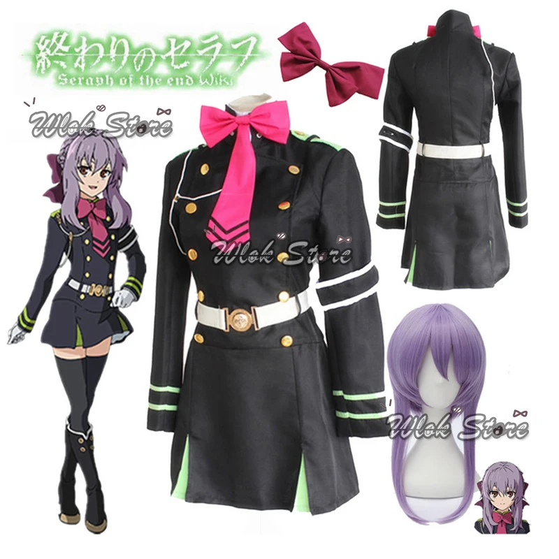 

Аниме сераф из конца косплей Хираги шиноа Unifrom платье Owari no Seraph костюм Пользовательские сапоги обувь Хэллоуин наряды парики