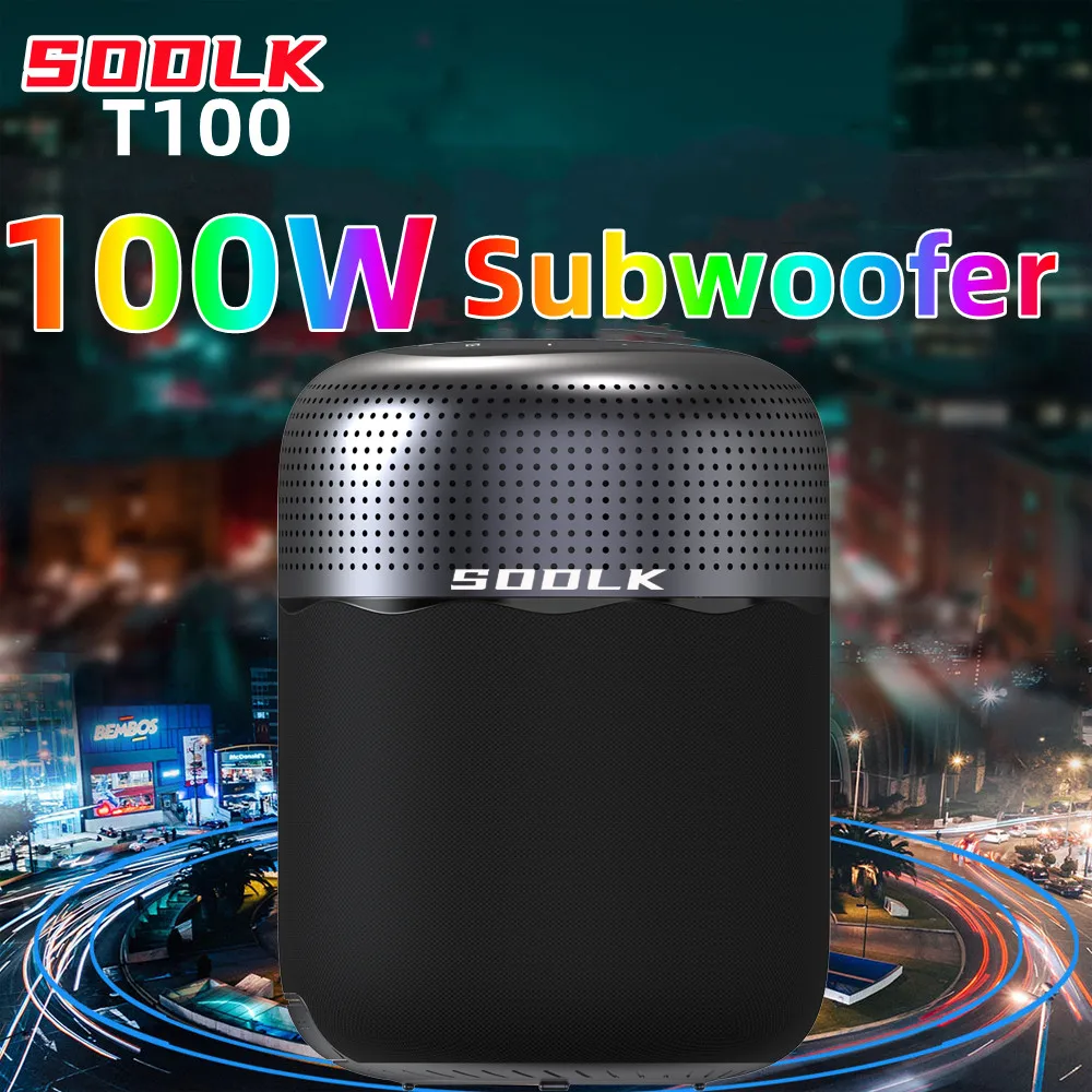 100W Высокомощный Беспроводной Bluetooth Динамик Портативный 10400mAh TWS Наружный Сабвуфер 3D Стерео Окружающий Звук Колонка с Карточкой TF.