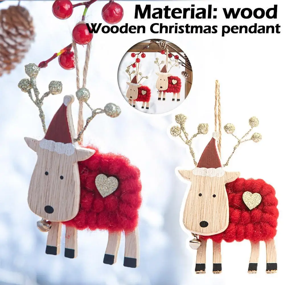 

1pc Cute Felt Wooden Elk Christmas Tree Decorations Hanging Pendant Deer Craft Ornament Christmas Decor For Home New Year N8Q6