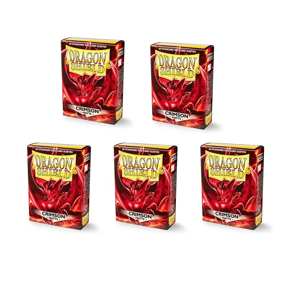 

5 Packs Dragon Shield Card Sleeves 60CT Crimson Matte Standard Size Cards Cover MGT Protector for TCG/PKM/Star Reals Board Games