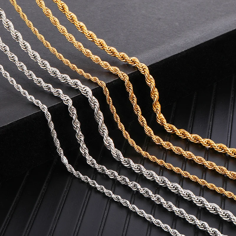 

3MM/4MM/5MM stainless steel twist necklace simple temperament vacuum electroplating hardware/metal lanyard necklace