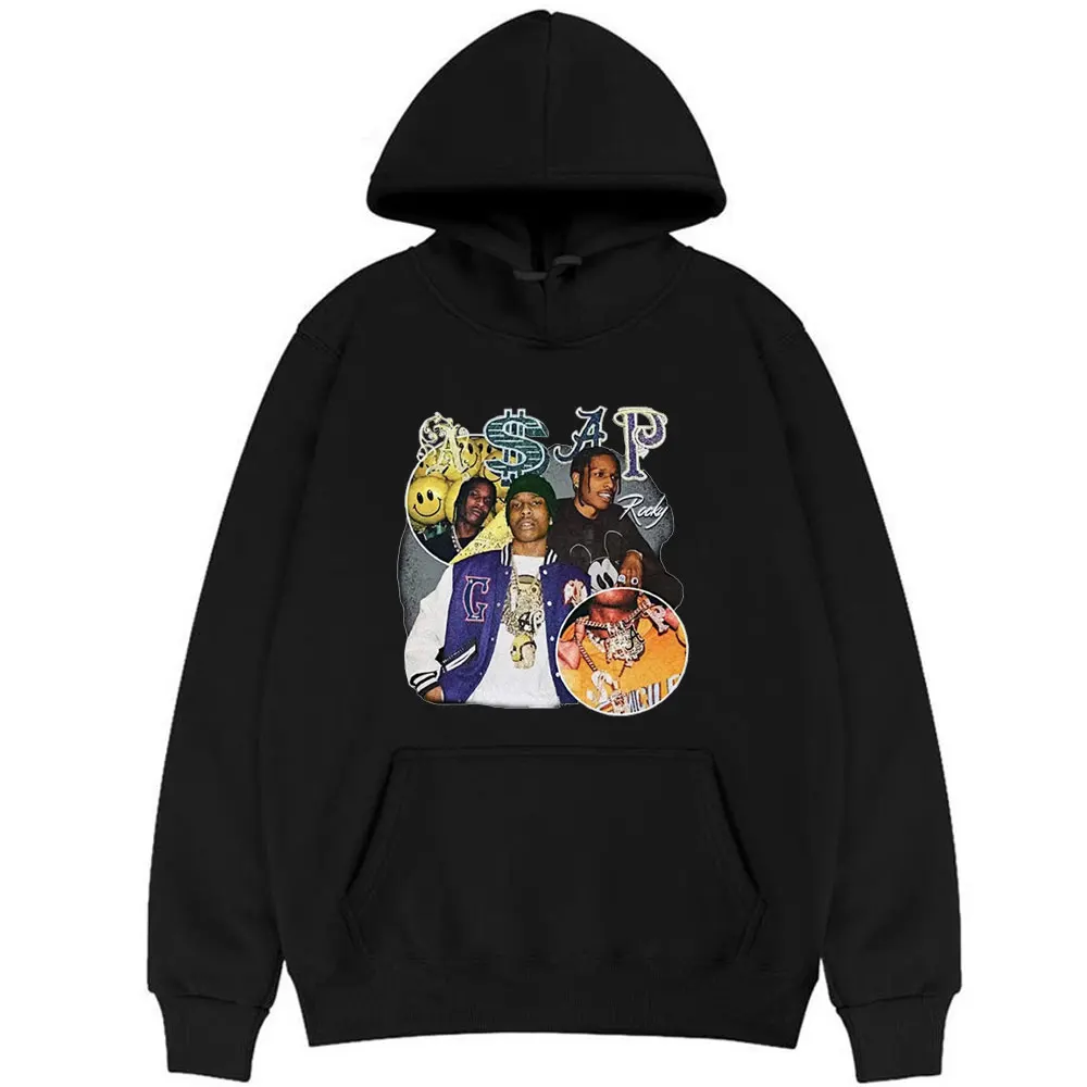 

Hot Sale New ASAP Rocky Portrait Graphic Aesthetics Hoodie EU Size Unisex Man Black Streetwear Hip Hop Men Women Loose Hoodies