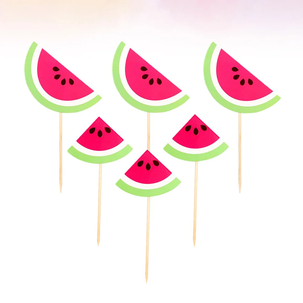 

30pcs Watermelon Cake Topper Cupcake Picks Fruit Cupcake Toppers Cake Insert Cake Decor for Birthday Summer Hawaii Party